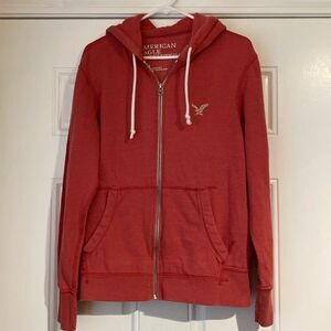 American Eagle Zip Up Hoodie Dark Coral Size M